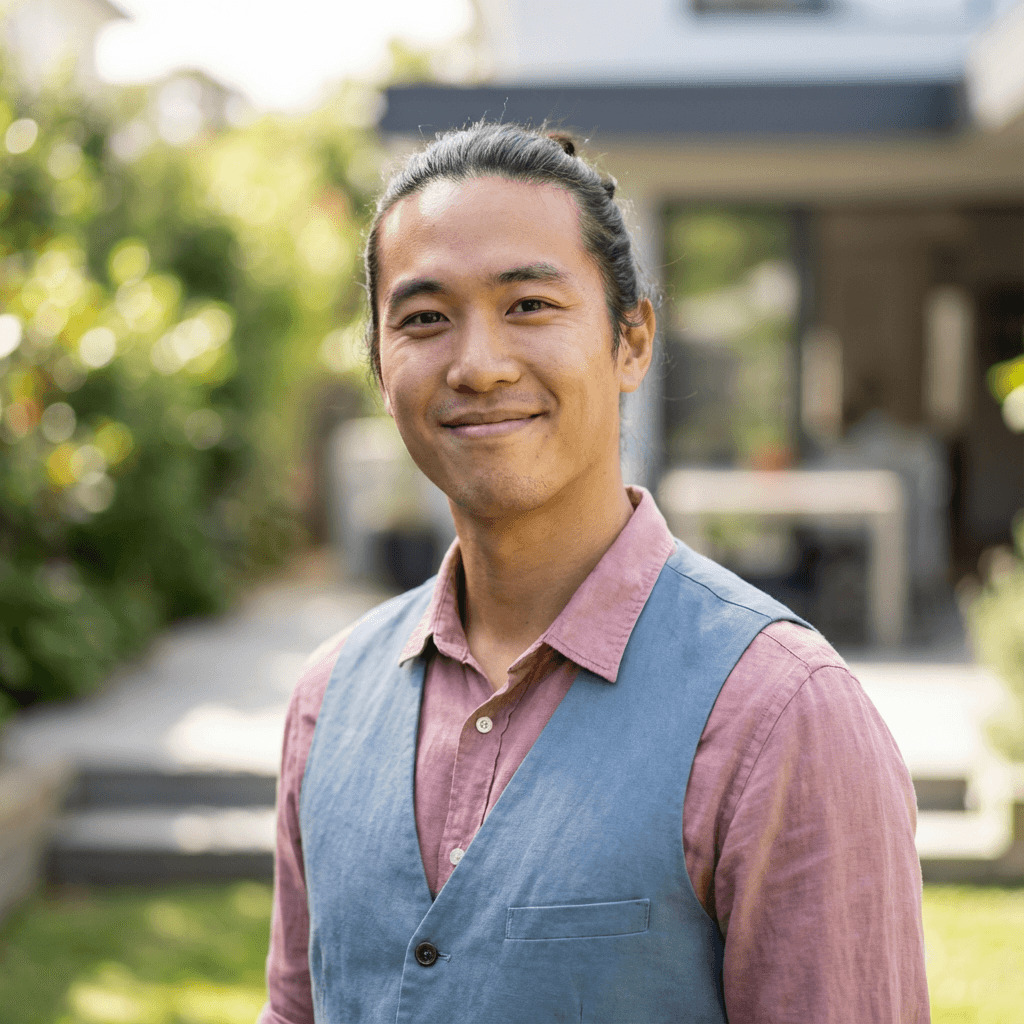 Male rental property owner in his mid 40s, white, approachable professional appearance