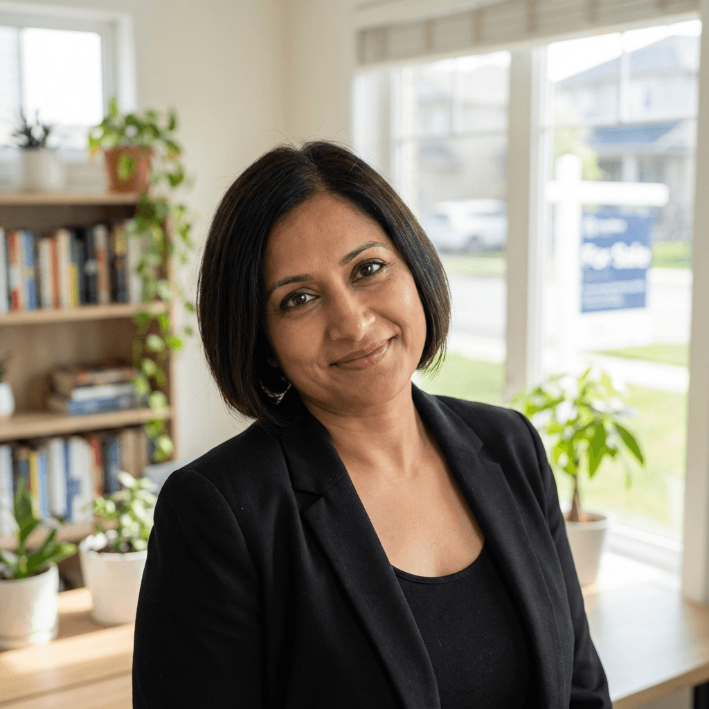 Female building owner in her late 40s, black, professional authoritative appearance