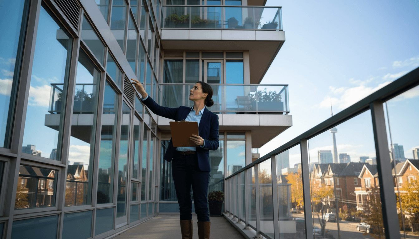 Property manager inspecting a residential building in Toronto